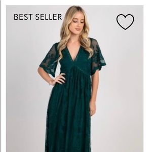 Beautiful green lace dress from “Pink Blush”! NWT, size medium, bump-friendly